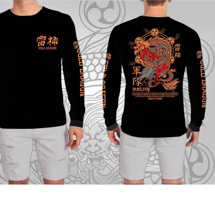 ™ BAJU KAOS DISTRO GOLD DRAGON / KAOS DISTRO PRIA KEREN / KAOS NAGA LENGAN PANJANG PRIA/KAOS SAMURAI