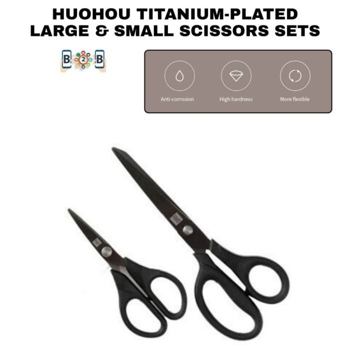 

kertas-pemotong- huohou titanium plated scissors set - gunting 2pcs -pemotong-kertas.