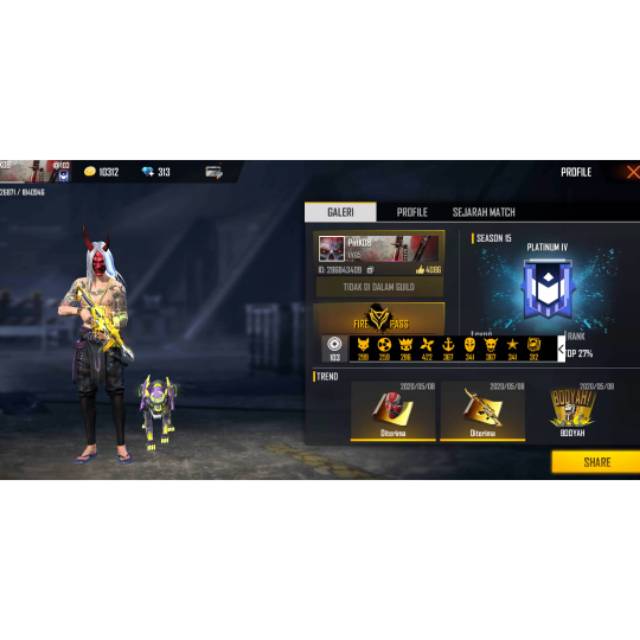 Wts Akun Ff Gg Lobby Titan Mp40 Incu Utama Sg Det Eye Vault Rame Shopee Indonesia