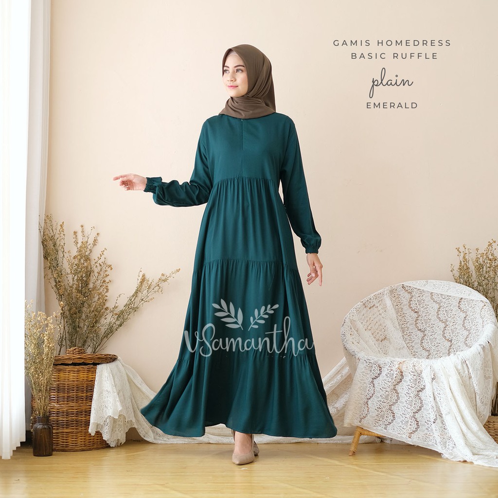 Gamis Homedress Basic Ruffle Plain