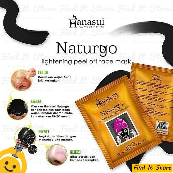 Hanasui Naturgo Lightening Peel Off Face Mask Masker hitam Komedo BPOM | Mineral Mud Mask