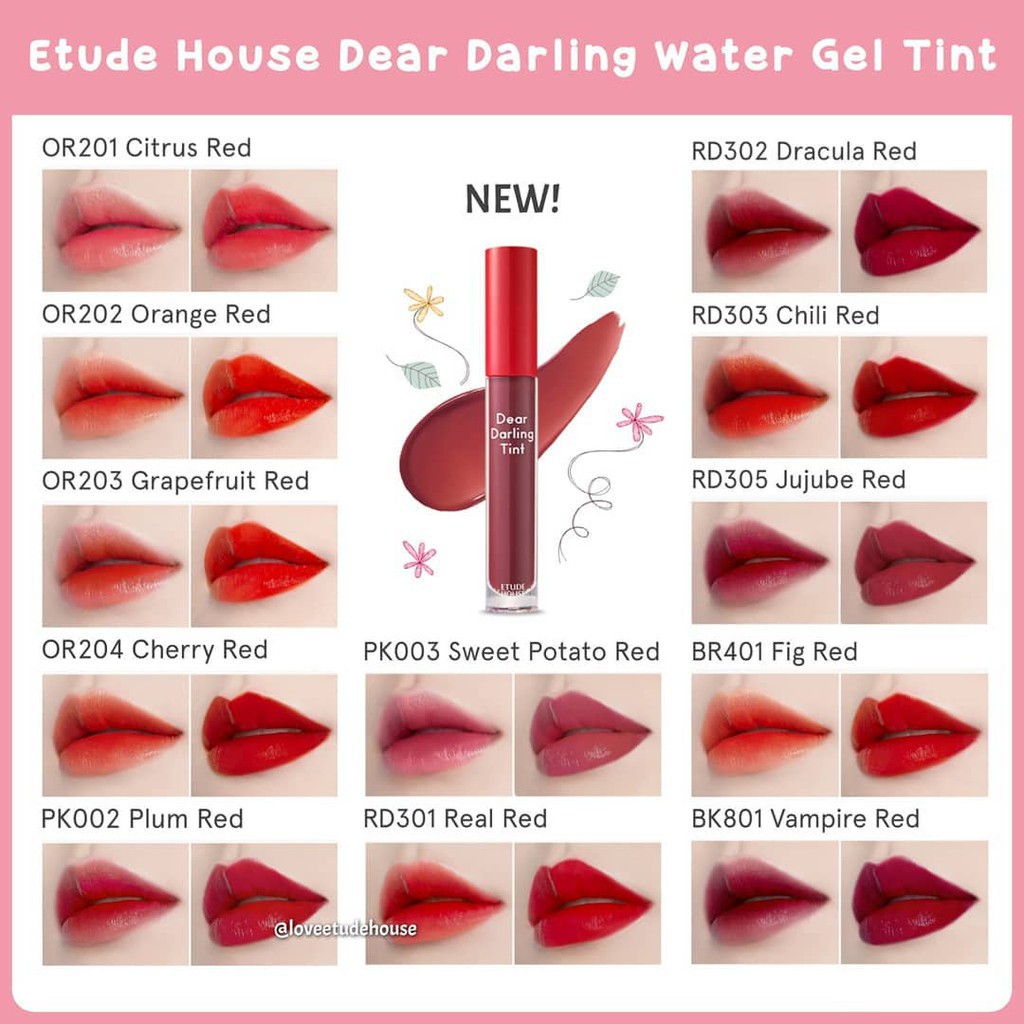 Etude House Dear Darling Water Gel Tint New Design Br401 Rd320 Shopee Indonesia