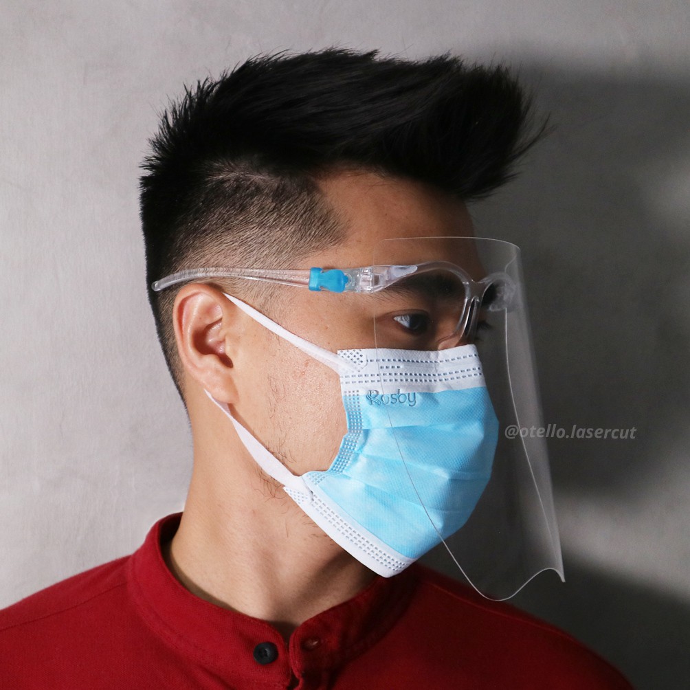 Face Shield Kacamata Clear Glass Full Faceshield Tebal Kacamata Pelindung Wajah Muka Acrylic Akrilik