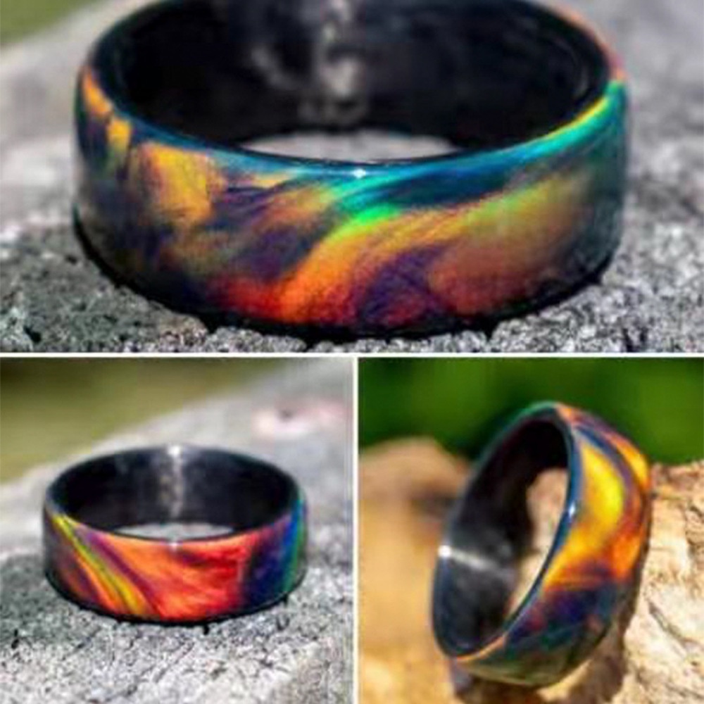 Cincin Bahan Resin Akrilik Warna Pelangi Aksen Glitter Gaya Retro Eropa Dan Amerika