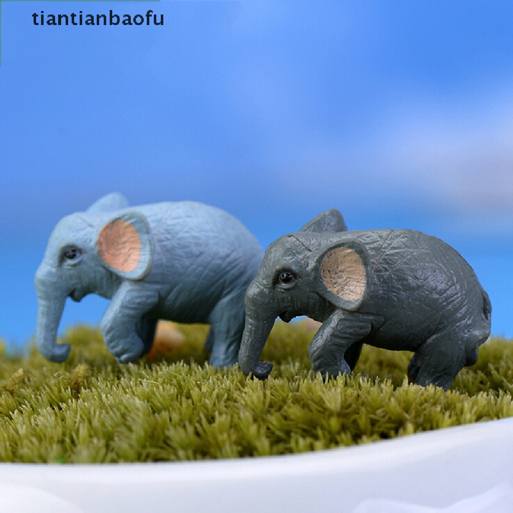 2 Pcs Miniatur Gajah Untuk Dekorasi Rumah Boneka