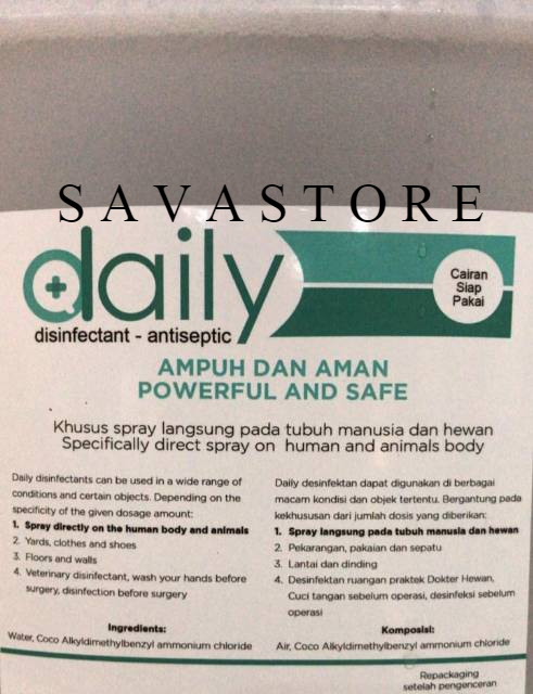 DAILY DISINFECTANT ANTISEPTIC DESINFEKTAN REGULER 1 LITER 1L AMAN UNTUK KULIT &amp; ANAK-ANAK [TERLARIS]