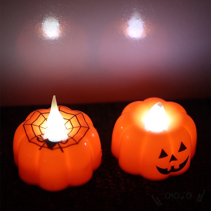 Halloween Glowing Tengkorak Labu Lentera Led Lilin Cahaya Horor Suasana Tata Letak Adegan Dekorasi Alat Peraga Cahaya - ol