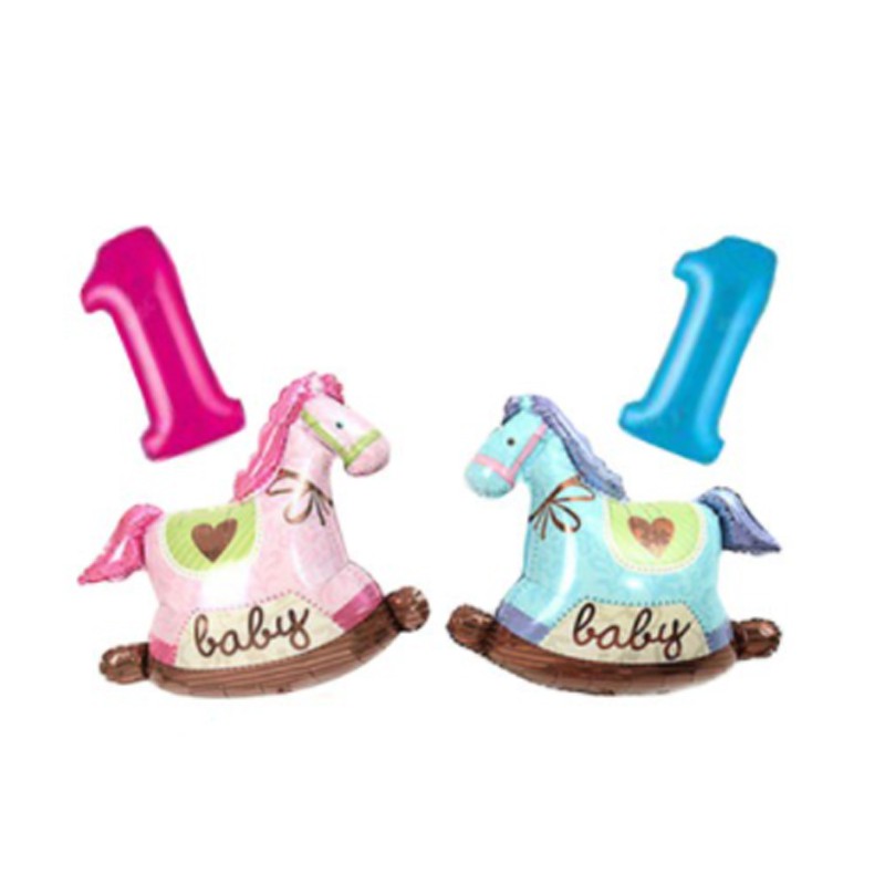 2 Pcs Balon Karakter Foil Ulang Tahun ke-1 / Dekorasi Ultah Anak Laki-Laki dan Anak Perempuan