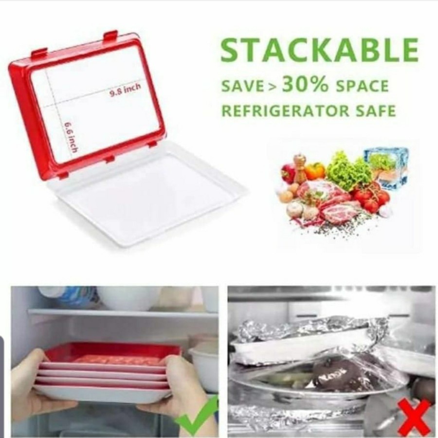 Sgmshop Wadah Plastik Wrap Vacuum Tempat Penutup Makanan Silikon Tray Penyimpan