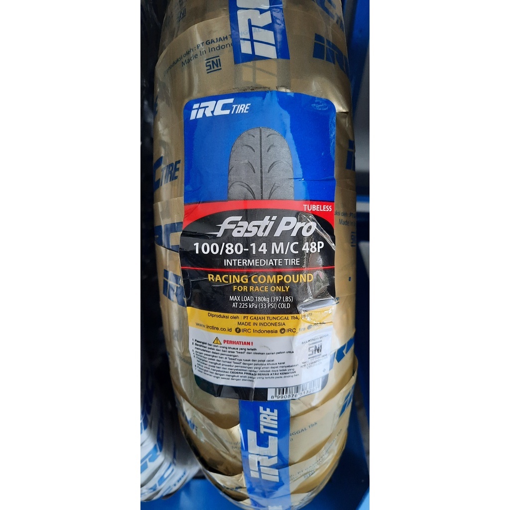 Ban Motor IRC FASTI PRO 100/80 ring 14 Tubeless