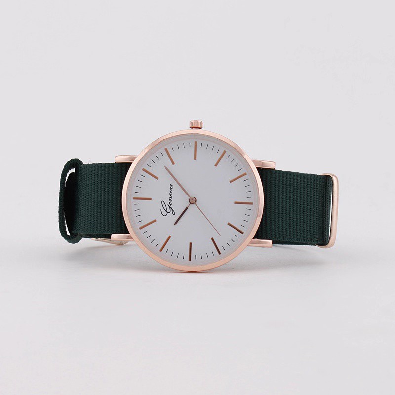 (GROSIRJAYA32) Jam Tangan GENEVA TALI NILON CANVAS POLOS - Quartz Fashion Wanita Casual Wrist Watch