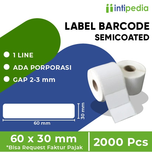 

LABEL BARCODE SEMICOATED 60 MM x 30 MM ISI 2000 PCS MURAH