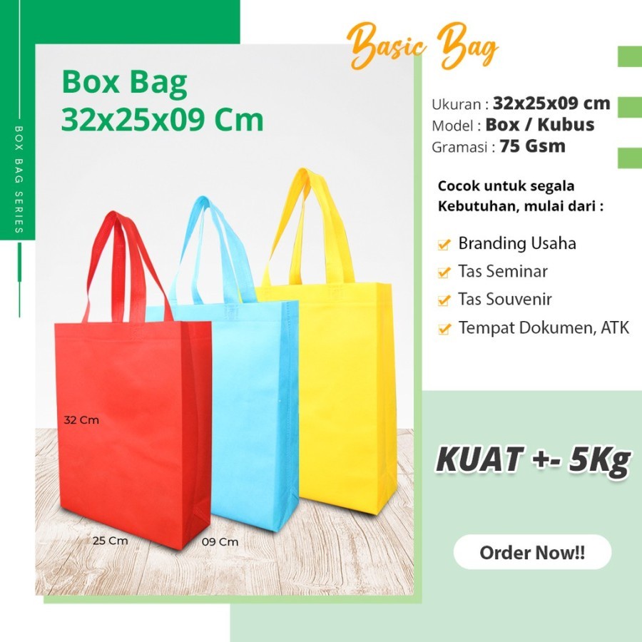 

Tas Goodie Bag Spundbond Souvenir Seminar 32x25x9 Plus Sablon Custom