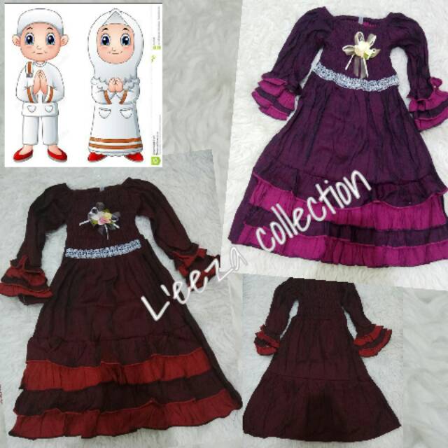 Gamis Muslim anak ~ denim 3-4th