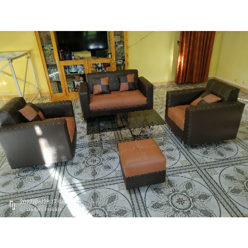 set sopa minimalis tipe 211 ,bahan full kulit