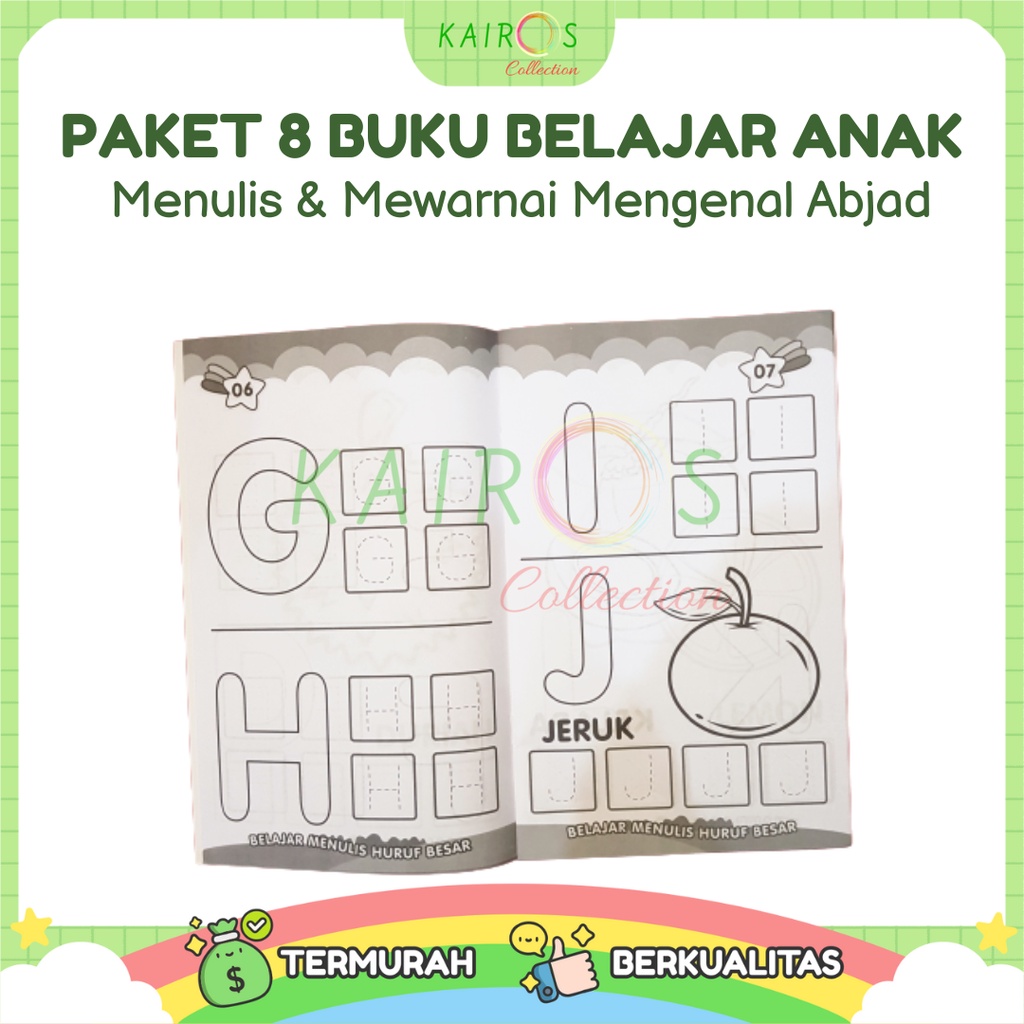 Paket 8 Buku Belajar Anak Menulis &amp; Mewarnai Mengenal Abjad