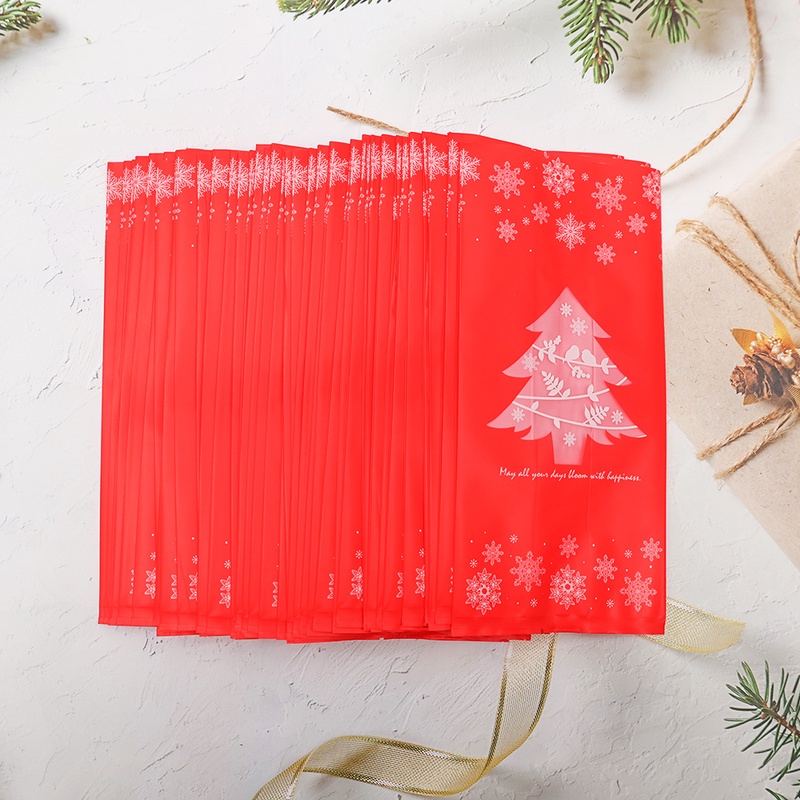 50pcs Kantong Hadiah Desain Snowflake Untuk Dekorasi Pohon Natal / Tahun Baru