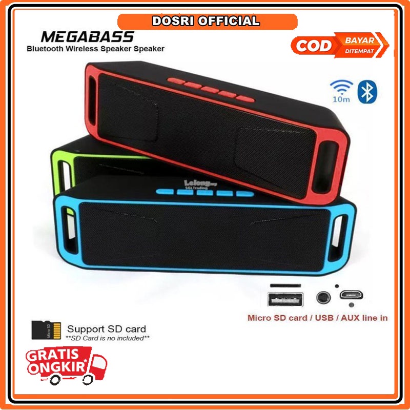 [BISA COD] Speaker Bluetooth Megabass Stereo A2DP S208 Speaker Stereo Megabass