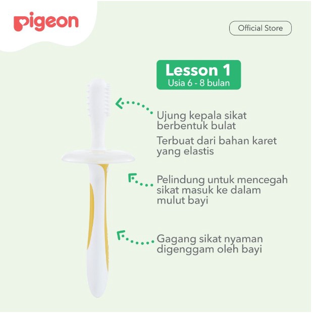 Pigeon Baby Training Toothbrush Lesson 1 - Sikat Gigi Bayi 6-8 Bulan - Tooth Brush NEW