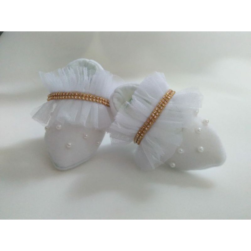 baby high heels ruffle tule (payet mutiara)