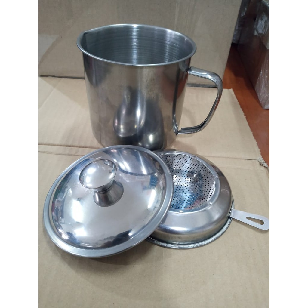 Royalton Oil Pot SARINGAN MINYAK 14cm Tebal/ OilPot Wadah Penyaring Minyak Stainless