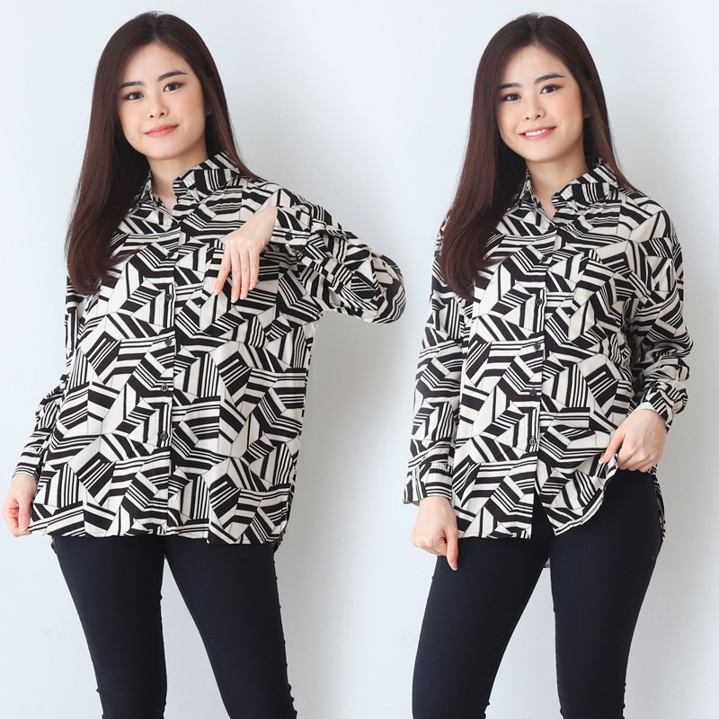 ARENA - Kemeja Wanita Oversized Motif
