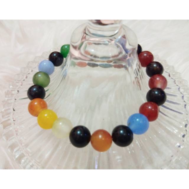 Gelang Batu Warna 10 mm Elastis