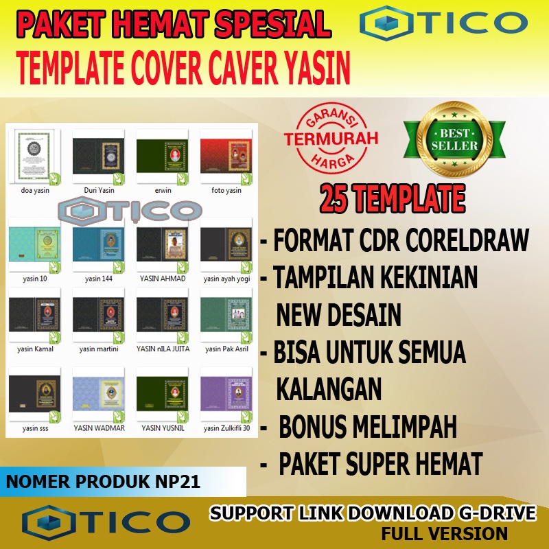 Paket Template Cover Yasin Format CDR Coreldraw Siap Edit Format CDR Usaha Percetakan Multimedia Termurah Terlaris NP21