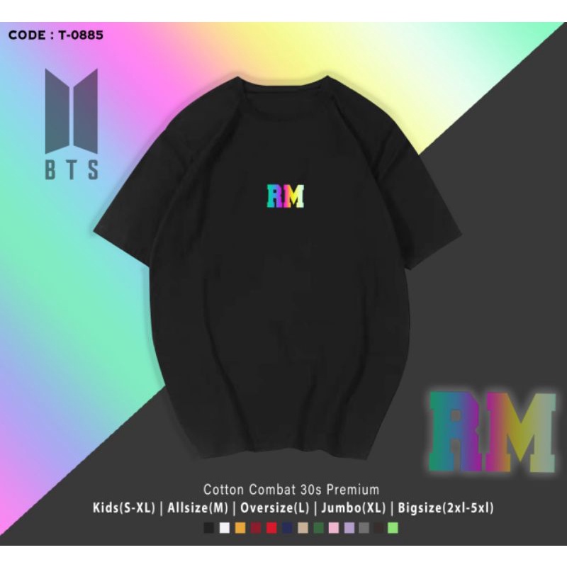 KAOS REFLEKTIF B T S/TSHIRT GAMBAR NYALA JK-JM-JIN-JHOPE-V-RM-SUGA