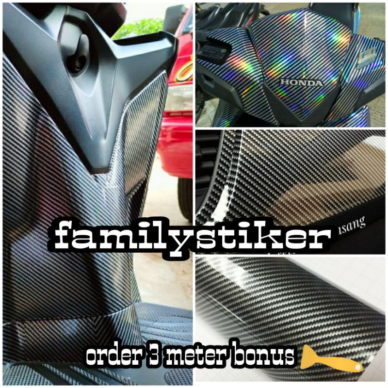 Stiker Carbon Skotlet Motor Karbon Gold Stiker Carbon Hologram Sekotlet Carbon Silver