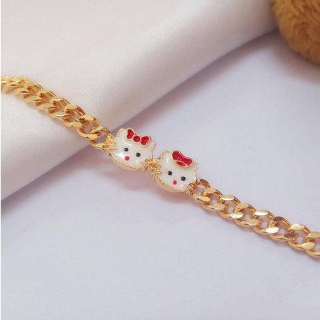 M42498 Gelang Tangan Anak Lapis Emas Gelang Hello Kitty Kepala Dua Cantik