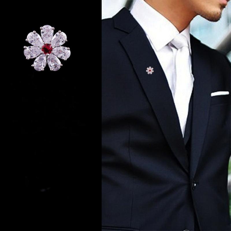 Lkyou Bros Pin Kristal Cubic Zirconia Bentuk Bunga Plum Kecil Aksesoris Wanita