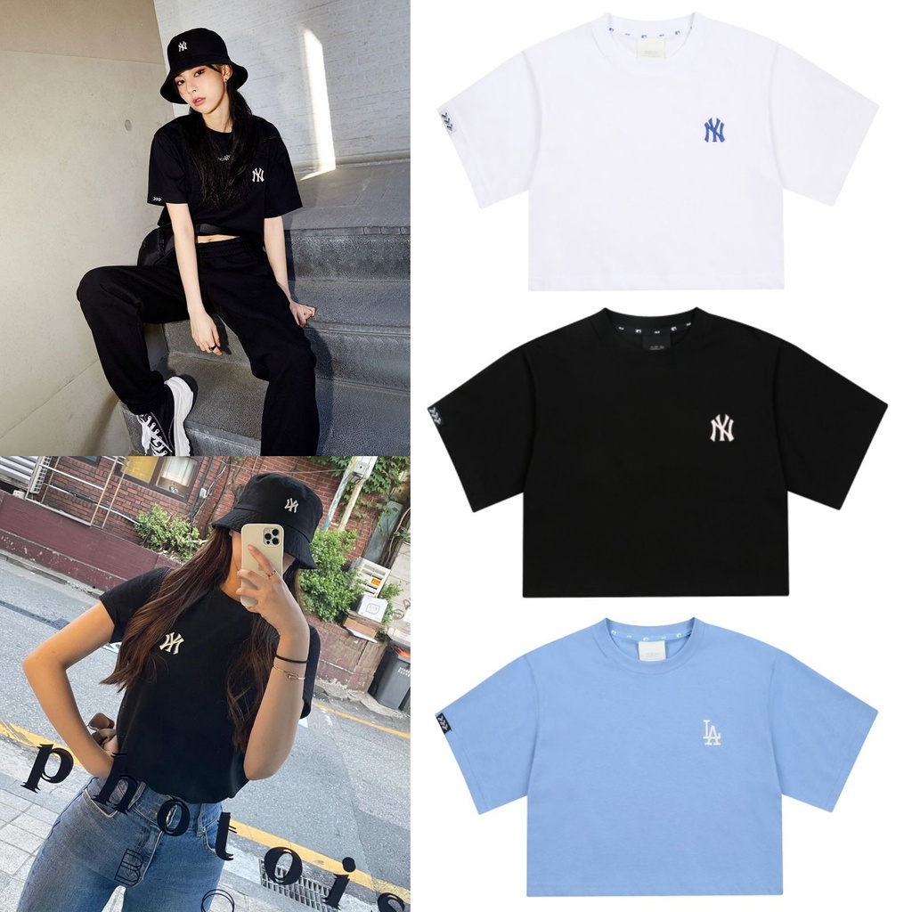 MLB Street Style Logo Embroidered Korean Cropped Crop Tshirt