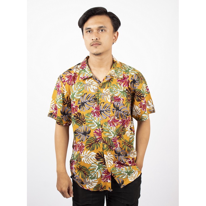 FORTGLASS HAWAI ASTER KEMEJA PRIA BAJU PANTAI COWO BALI REGGAE COWO PENDEK SANTAI RAYON HALUS