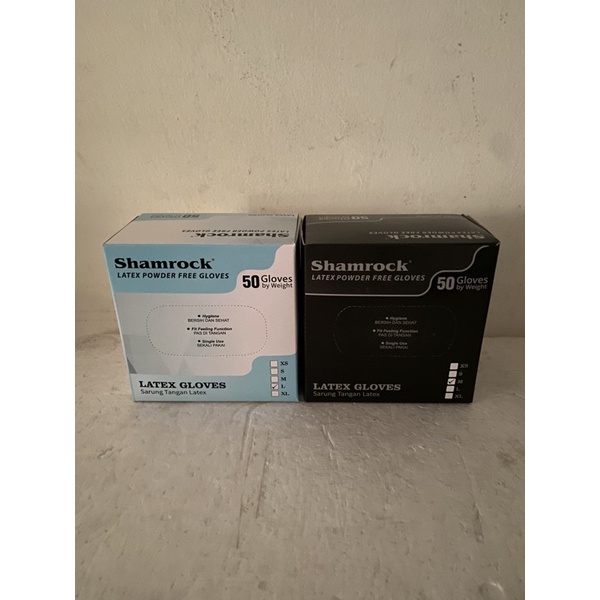 Sarung Tangan Latex Gloves Handscoon Powder Free Shamrock 50pc