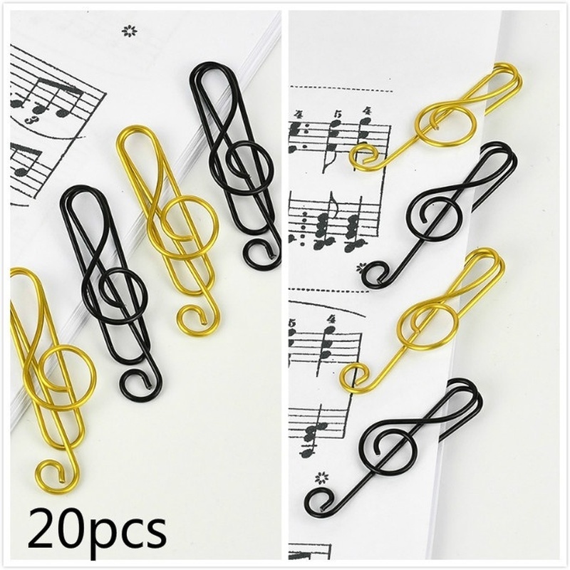 20pcs Klip Kertas Bentuk Note Musik Bahan Metal Untuk Sekolah / Kantor