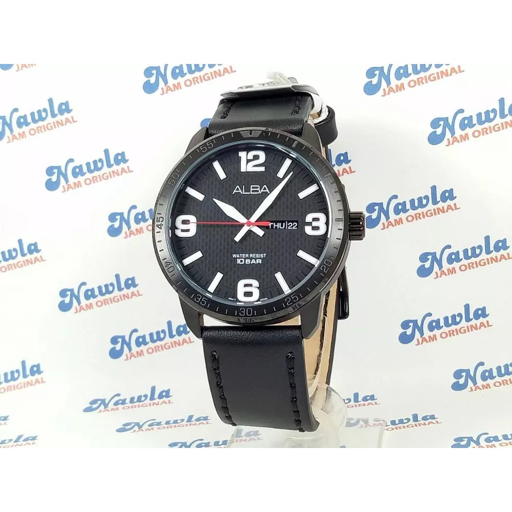 Alba Quartz AV3237X1 Black Leather - Jam Tangan Pria AV3237