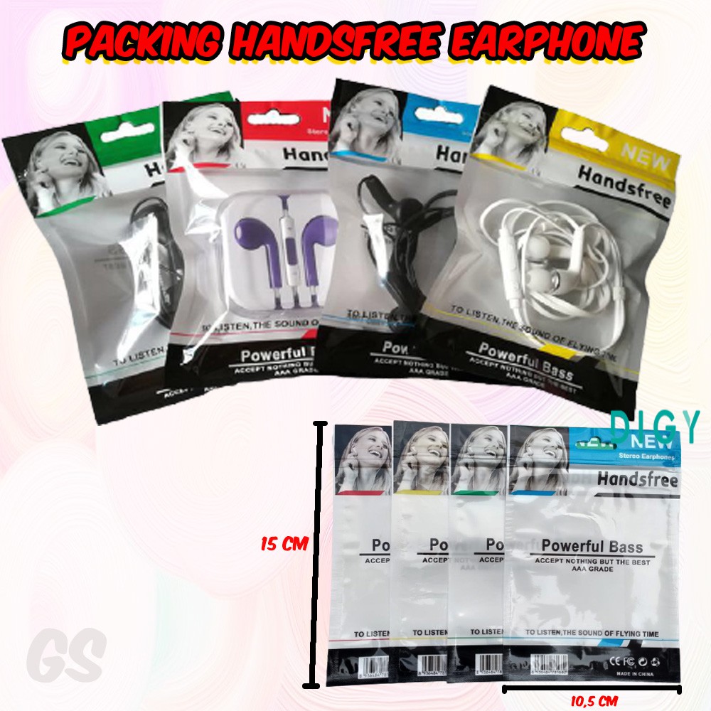 20 PCS Packing Handsfree earphone 15 CM X 10,5 CM