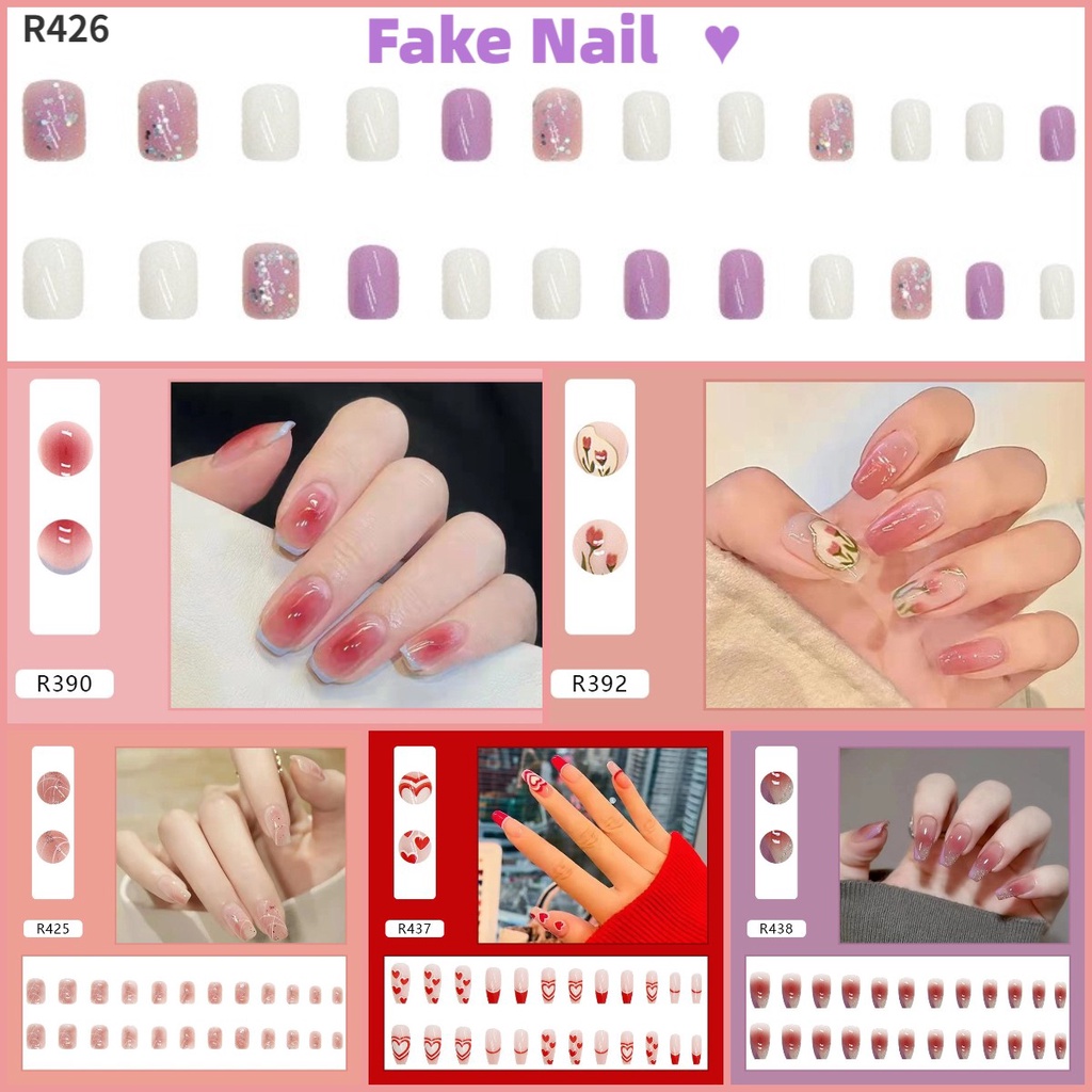 24pcs Kuku Palsu DIY Untuk Nail Art