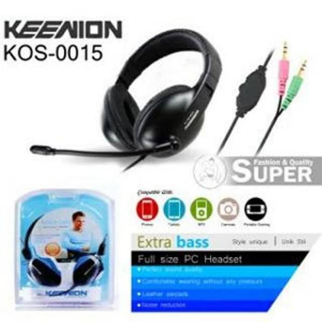 HEADPHONE KEENION EXTRA BASS STEREO KOS 0015/PC GAMING HEADSET BANDO