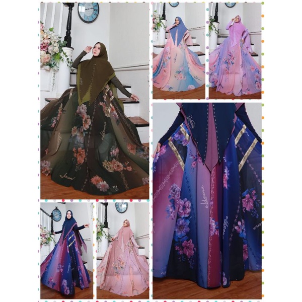(xo1) ELDEENA LUNARA Baju set Gamis Syari wanita muslim Lunara Series By El.Deena. Tzy Olshop