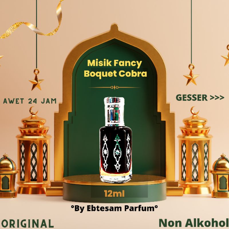 Misik / Misk / Musk Cobra Hitam / Fancy Boquet 12ml Aroma Minyak Wangi Tahan Lama 24 Jam Murni Origi