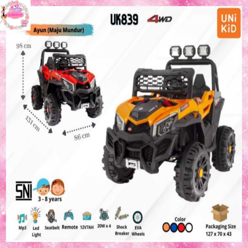 Mobil Aki Mainan Anak Jeep Jumbo Unikid UK 758 / 839 Cruiser Ban Karet