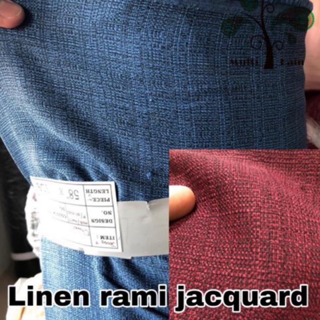 Kain Bahan Rami Linen Jaquard Polyester Polos Meteran / Grosir Limited Edition