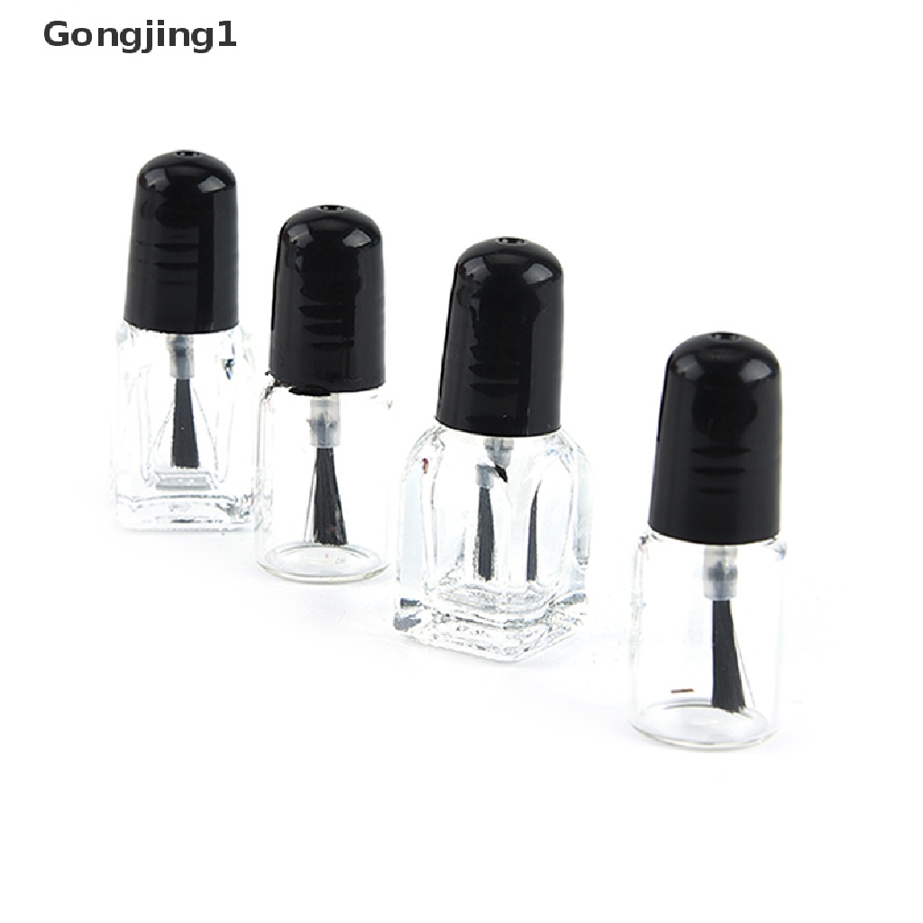 Gongjing1 / 2 / 3ml Botol Kaca Kosong Transparan Dengan Tutup Hitam Untuk Kutek