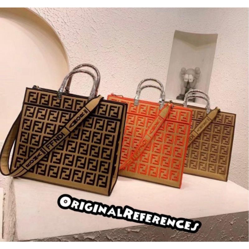 FENDI FF Embroidered Canvas TOTE Bag SS22 sz 36x30x15cm #98161