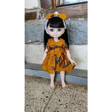 Mainan Anak Perempuan Dress Batik Baju Boneka Barbie Doll Gemuk 30cm