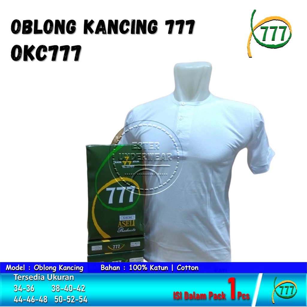 KAOS OBLONG PRIA 777 KANCING OKC 777  ISI 1 Pcs BAHAN KATUN