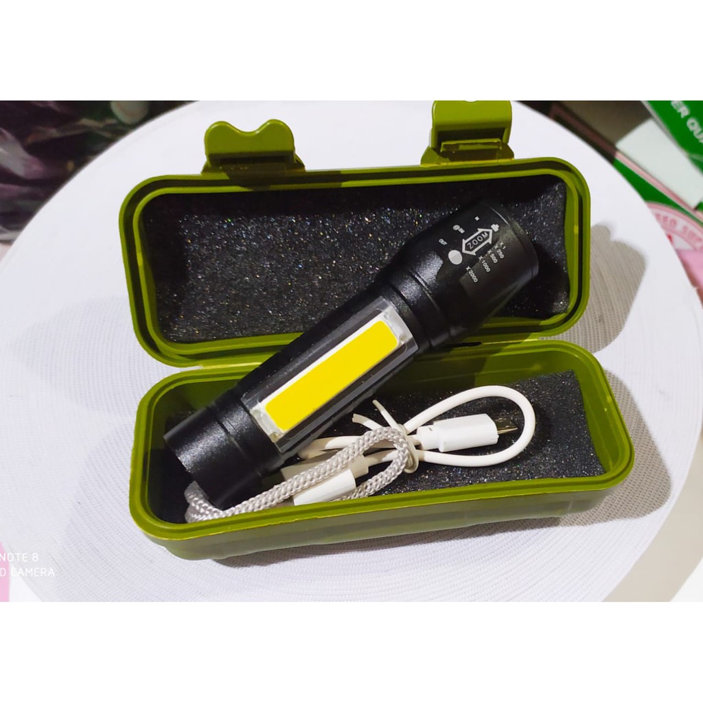 Senter Mini XPE+Led COB Cas USB - Senter swat mini cree xpe