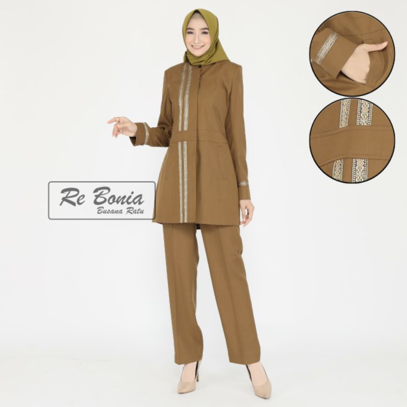 Rebonia Setelan Seragam Pemda Wanita setelan celana Seragam Pdh Pemda Wanita Baju Dinas Pns Pemda Khaki Tua Khaki Seragam Guru PNS